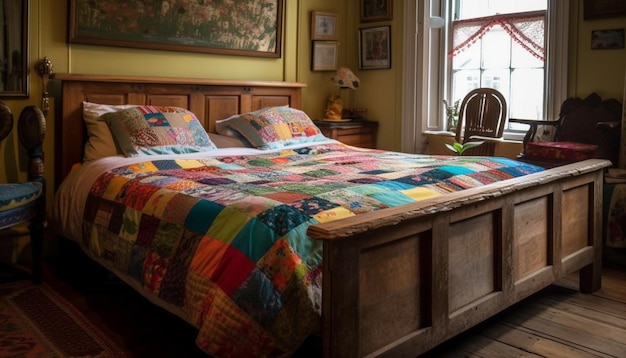 Gratis foto comfortabele elegantie in moderne slaapkamer met luxe beddengoed gegenereerd door ai