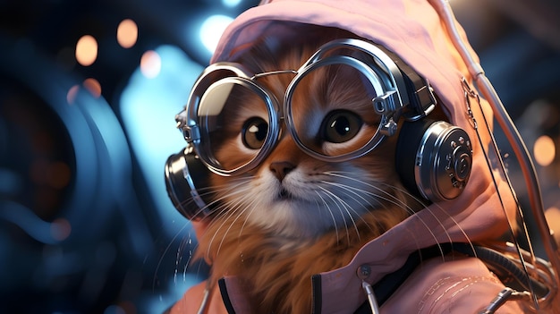 concept futuristisch Cat in SciFi Ruimte behang