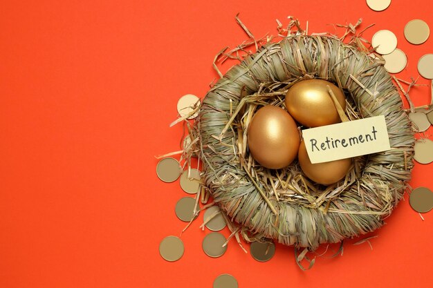Concept rijkdom en pensioen gouden eieren