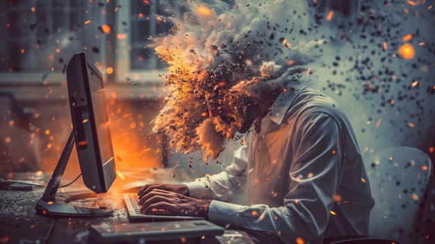 Gratis foto concept van persoon die lijdt aan cybersiekte en technologische verslaving
