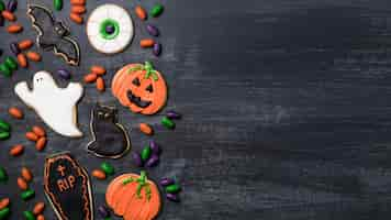 Gratis foto copy-space traktaties voor halloween-feest