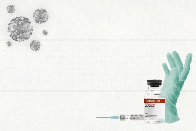 Covid-19-vaccin met medische handschoenachtergrond