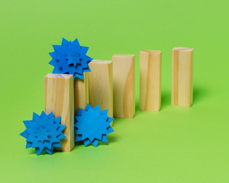 Gratis Foto covid-concept met houten stukken