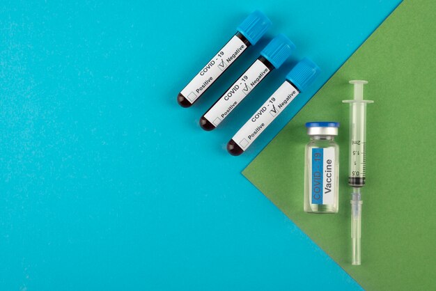 Covid19 pcr test arrangement bovenaanzicht above