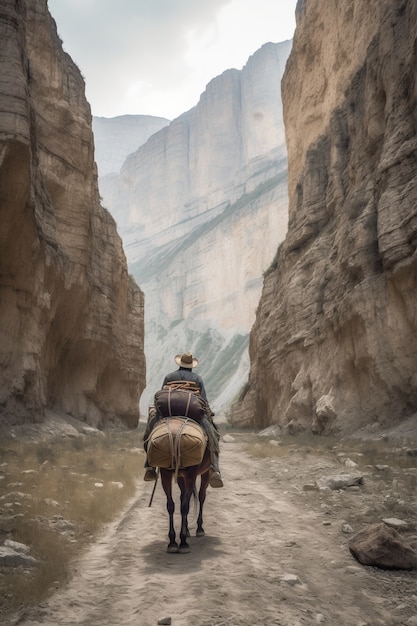 Cowboy gaat in de oude westerse stad