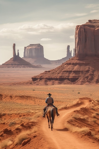 Gratis foto cowboy gaat in de oude westerse stad