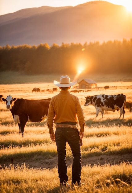 Gratis foto cowboy in een fotorealistische omgeving