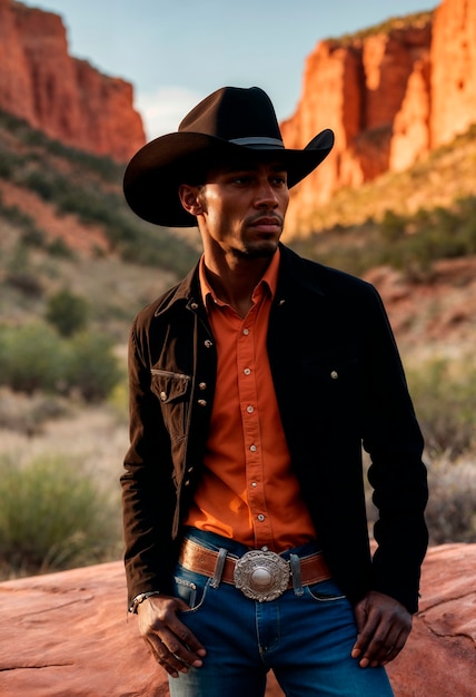 Cowboy in een fotorealistische omgeving