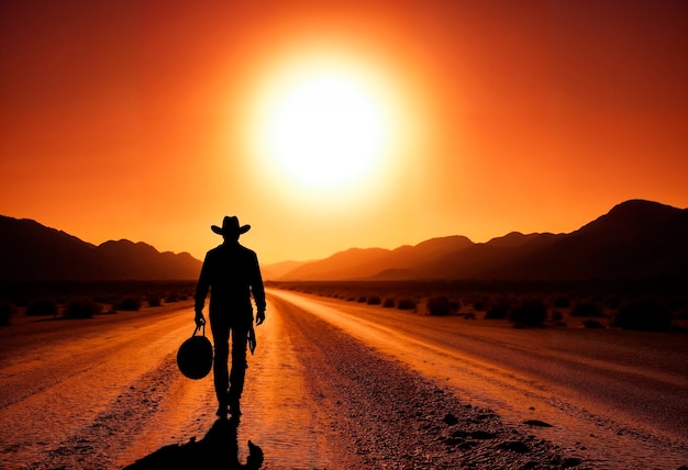 Gratis foto cowboy in een fotorealistische omgeving