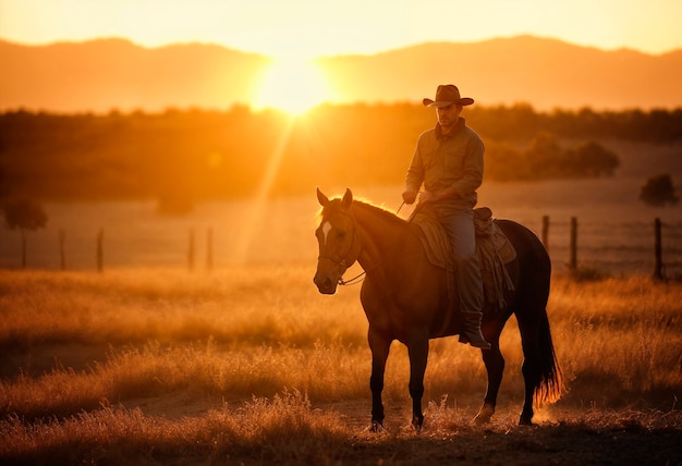 Gratis foto cowboy met hoed in fotorealistische omgeving