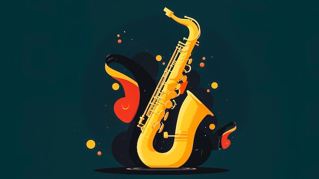 Creatieve illustratie met saxofoonembleem en logo generatieve ai