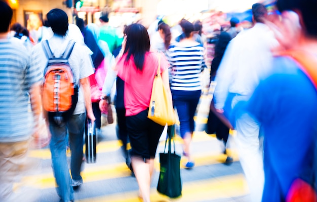 Crowded Crossing in Hong Kong, China.