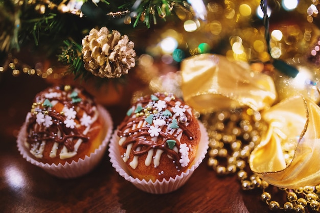 Cupcakes met Kerstmisdecoratie