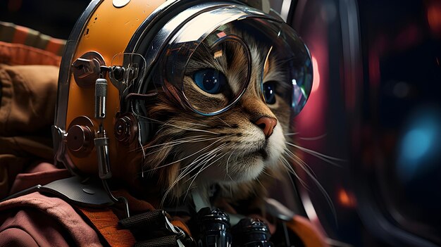 Cute Cat in SciFi Space concept behang