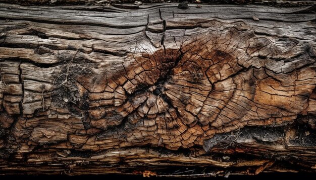 De gele muur laat verouderd hout zien met een geknoopt patroon gegenereerd door AI