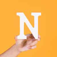 Gratis foto de hand die van de persoon n-alfabet toont