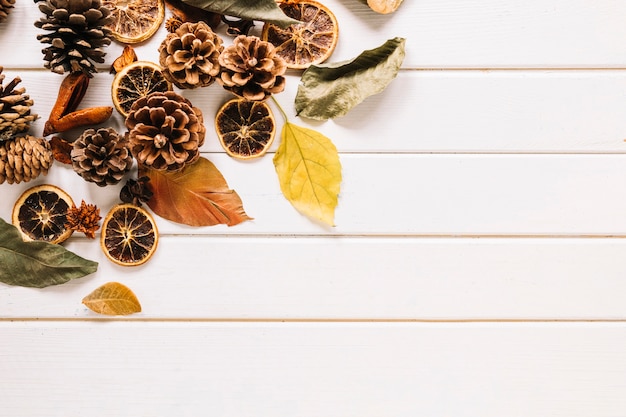 De organische samenstelling van de herfst op witte achtergrond