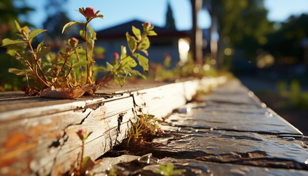 Gratis foto de oude brug verbindt de schoonheid van de natuur met door de mens gemaakte structuren gegenereerd door kunstmatige intelligentie