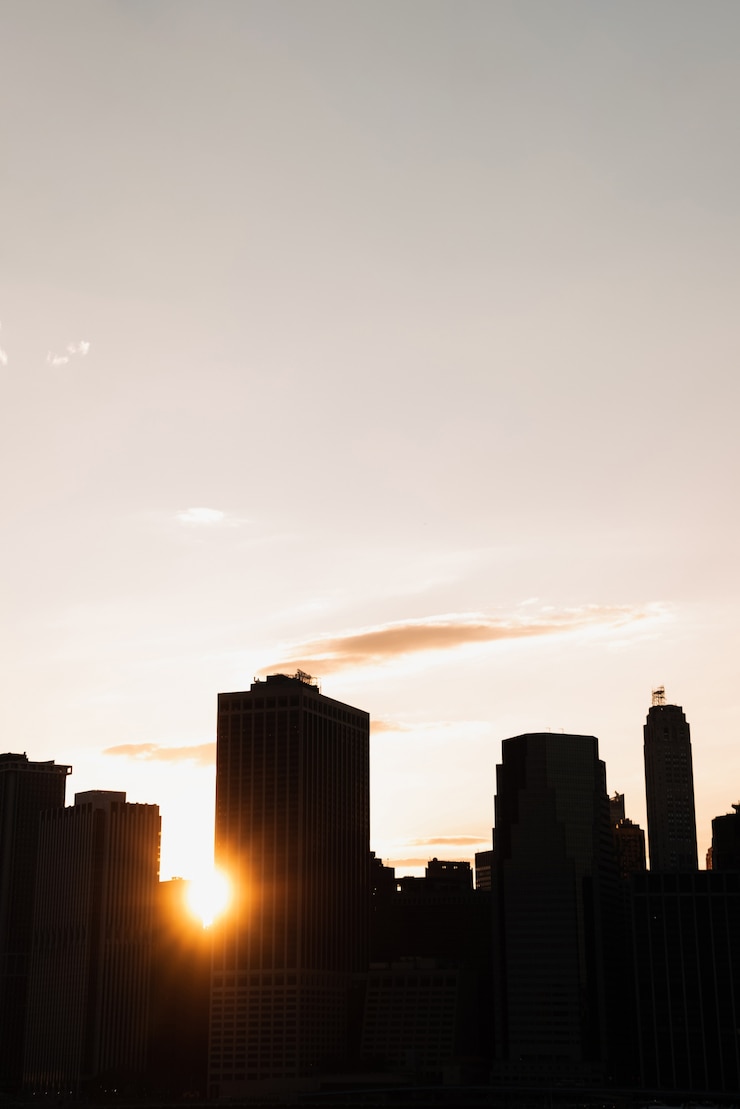 Gratis Foto de stadshorizon van new york bij schemer