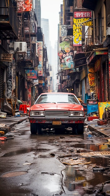 De straten van New York met verlaten auto