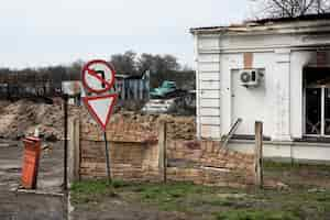 Gratis foto de verwoeste russische oorlog van de stad in oekraïne