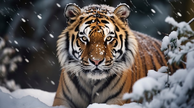 Gratis foto de winterperiode van de woeste tijger
