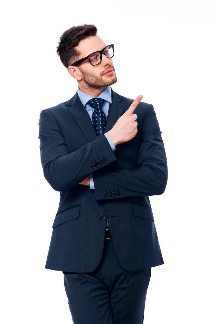 Gratis Foto de zakenman toont zijn vinger
