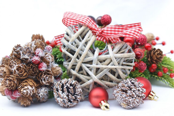 Gratis Foto decoratie van kerstmis met een shabby chic hart