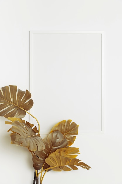 Gratis foto decoratieve plant met leeg frame