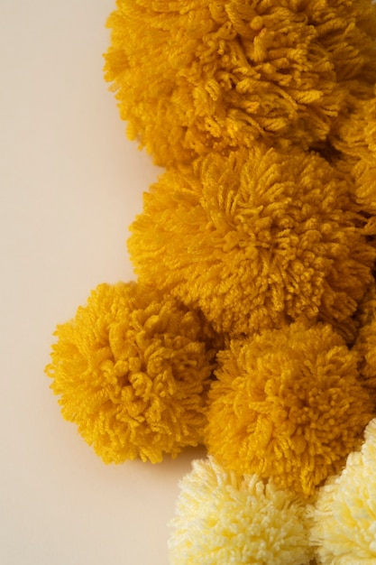 Deirative pom poms close-up detail