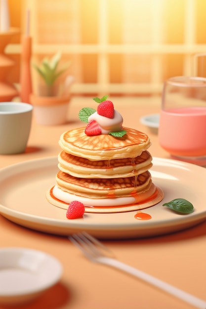 Gratis foto delicious 3d pannenkoeken stilleven