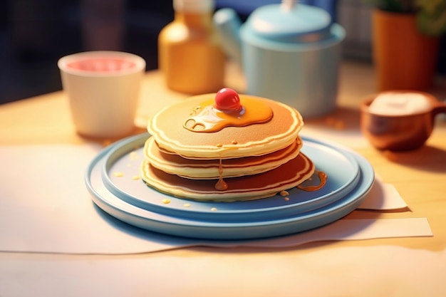 Gratis foto delicious 3d pannenkoeken stilleven