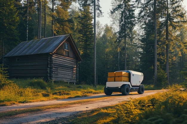 Gratis foto delivery robot in een futuristische omgeving.