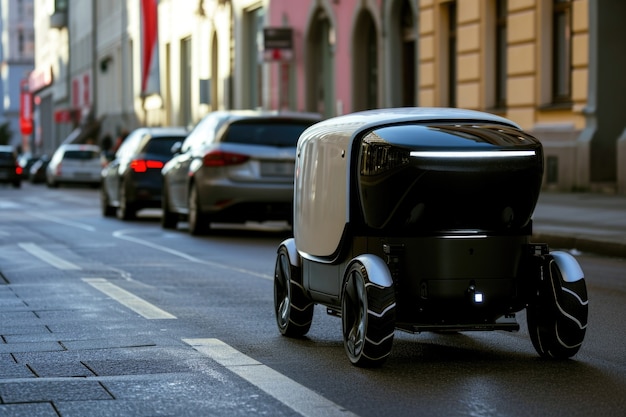 Gratis foto delivery robot in een futuristische omgeving.