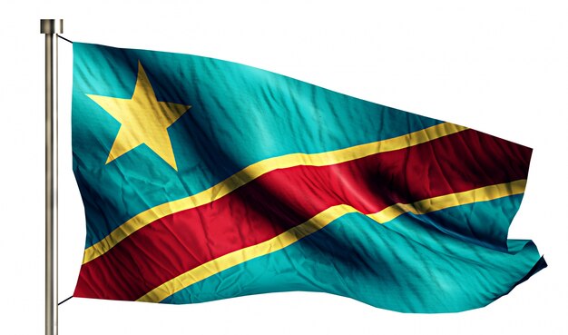 Democratische Republiek Congo Nationale Vlag Geïsoleerde 3D Witte Achtergrond