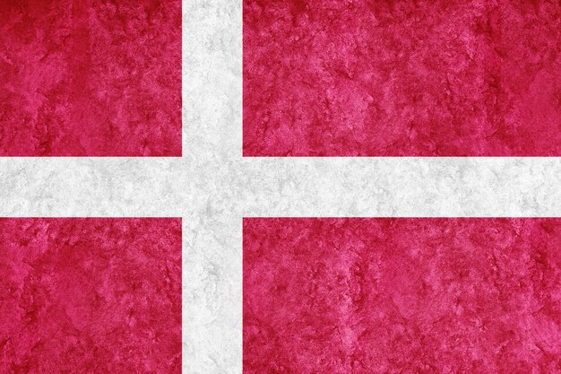 Denemarken metalen vlag, getextureerde vlag, grunge vlag