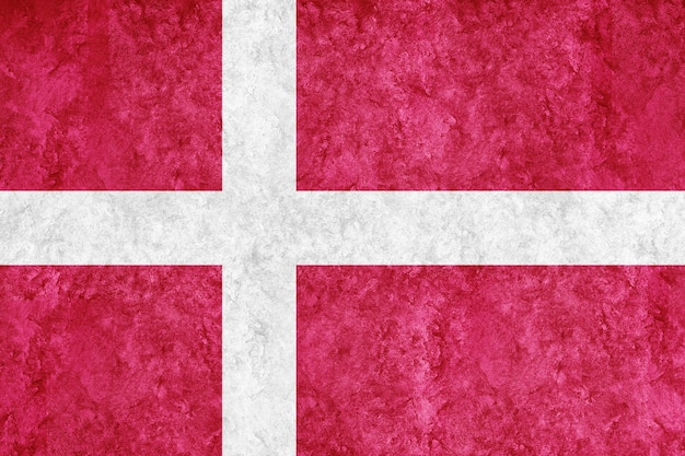 Denemarken metalen vlag, getextureerde vlag, grunge vlag