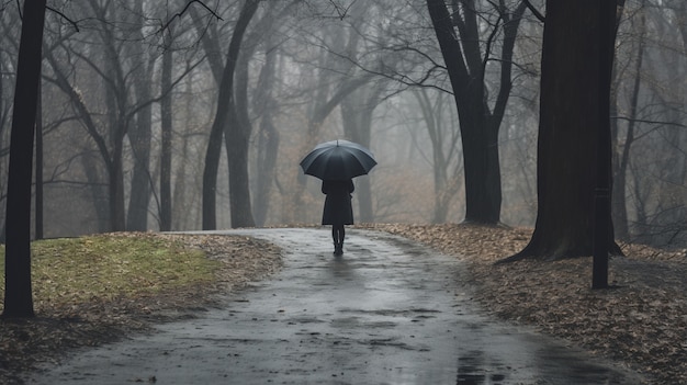 Depressieve persoon staande in de regen