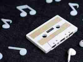 Gratis foto diagonale weergave witte minimalistische cassetteband