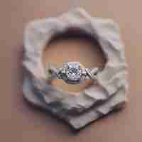 Gratis foto diamanten ring op beige achtergrond sieraden en mode concept