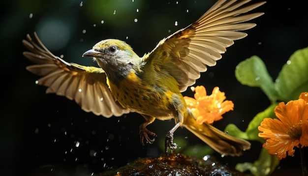 Gratis foto dier in de natuur dat vliegt met gespreide vleugels, zittend op een tak gegenereerd door kunstmatige intelligentie