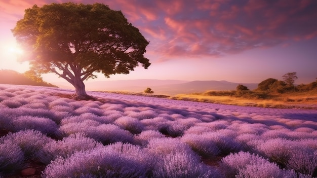 Digitaal lavendel natuurlijk landschap