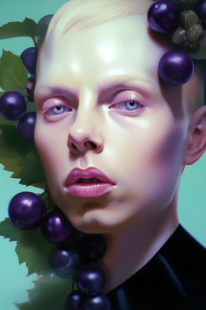 Gratis foto digitaal portret met druiven