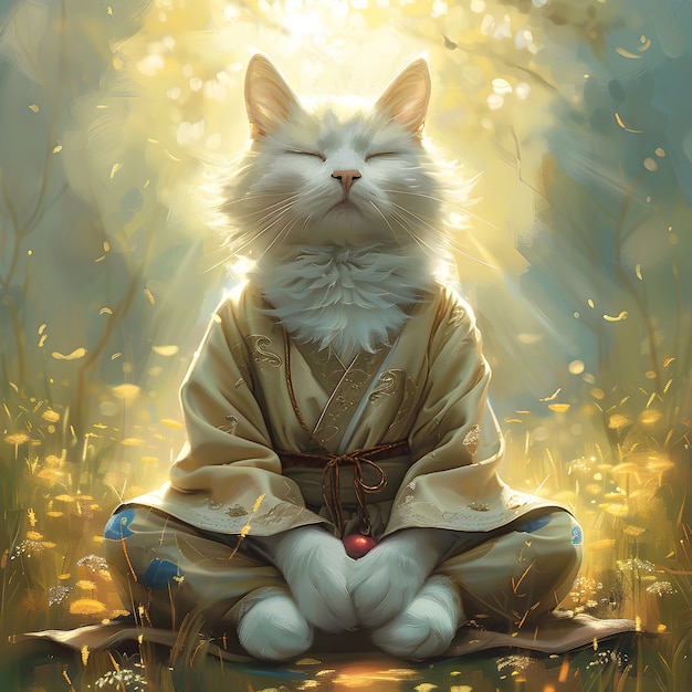 Gratis foto digital art portrait of animal meditating and practicing mindfulness