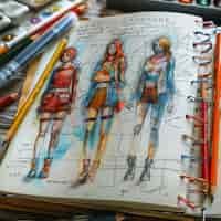 Gratis foto digital art style fashion design sketch on paper