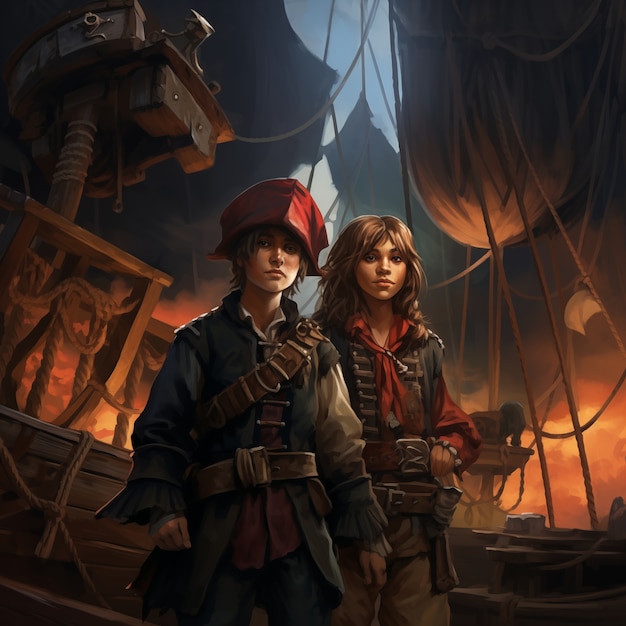 Gratis foto digital art style pirate character portrait