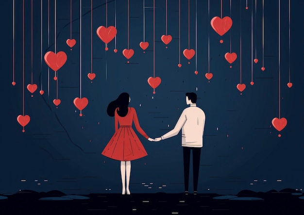 Gratis foto digitale kunst valentijnsdag scène met een verliefd paar