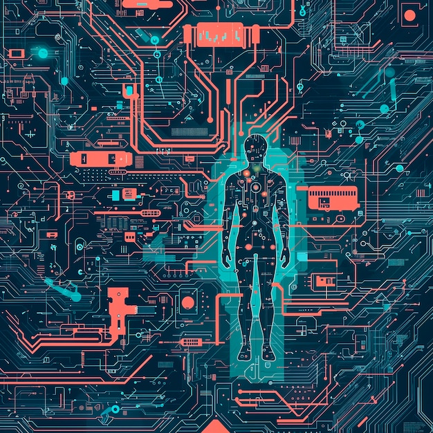 Digitale kunst van AI-technologie achtergrond