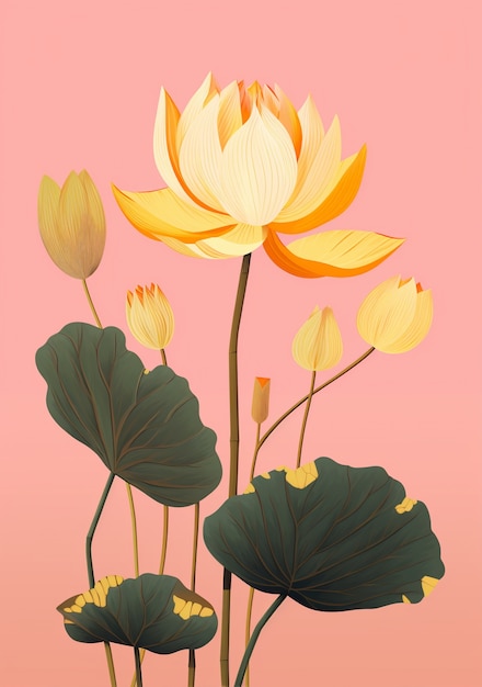 Digitale kunst van organische bloemvormen patroon