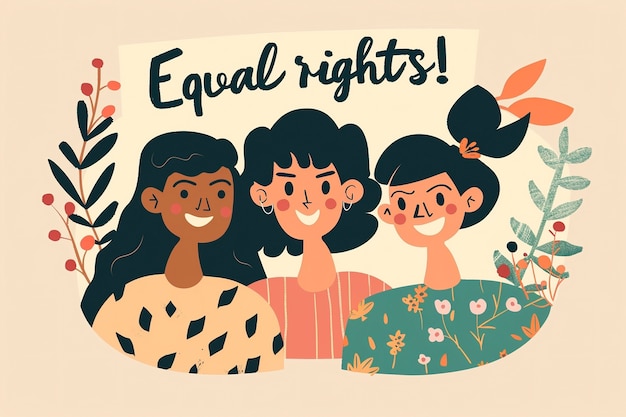 Digitale kunst voor de viering van de internationale vrouwendag en de rechten van vrouwen